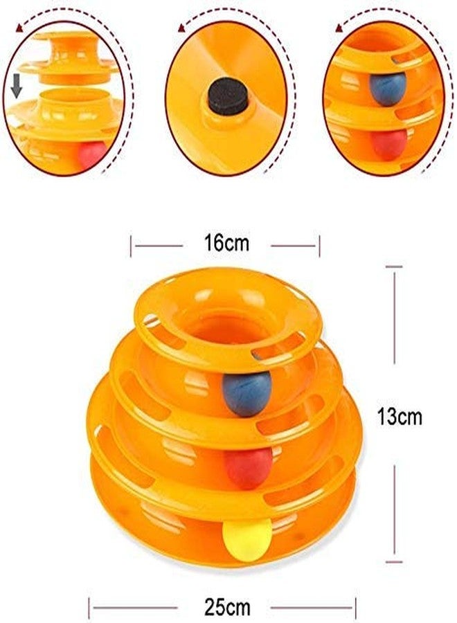 BohoBark Interactive 3-Layer Tower Track Roller with Colourful Balls Turntable Puzzle Toy Ideal for Mental and Physical Exercise Cats and Kittens (Orange) - Image 2